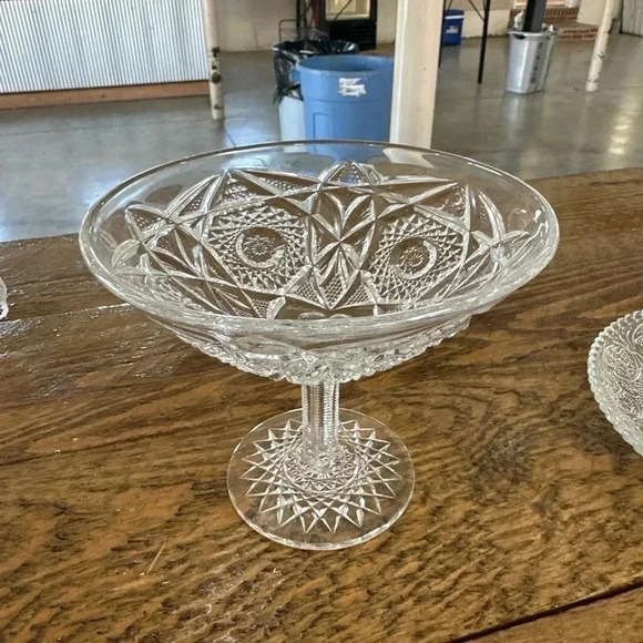 Other - Vintage Crystal Compote American Brilliant Type Cut Glass Candy Nuts Relish Dish